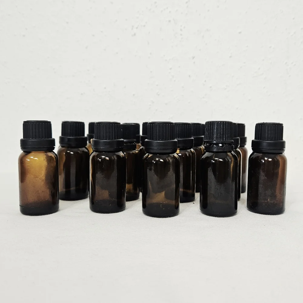 Amber Glass Apothecary Bottles 15 mL Set of 20 Essential Oil Sample Bottles